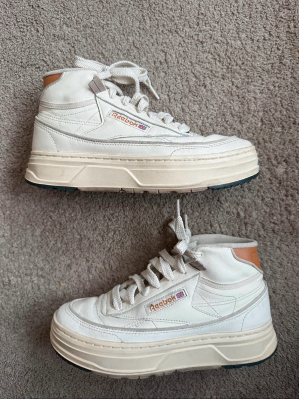 Vintage Y2K Reebok Women's Size 8 Club C Geo Mid Platform Sneakers